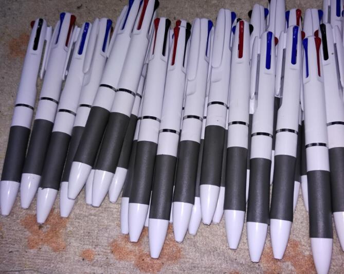 Plastic Rubber Grip 3 Color Ink Ballpoint Pen
