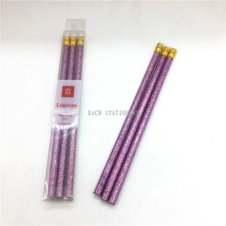 3pcs Of PVC Bag Pack HB Glitter Pencils 3pcs Of PVC Bag Pack HB Glitter Pencils