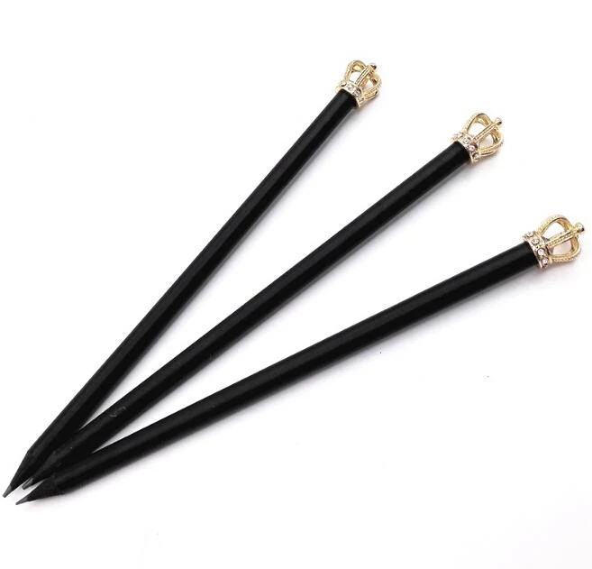 Black Wood Pencil With Crown Top