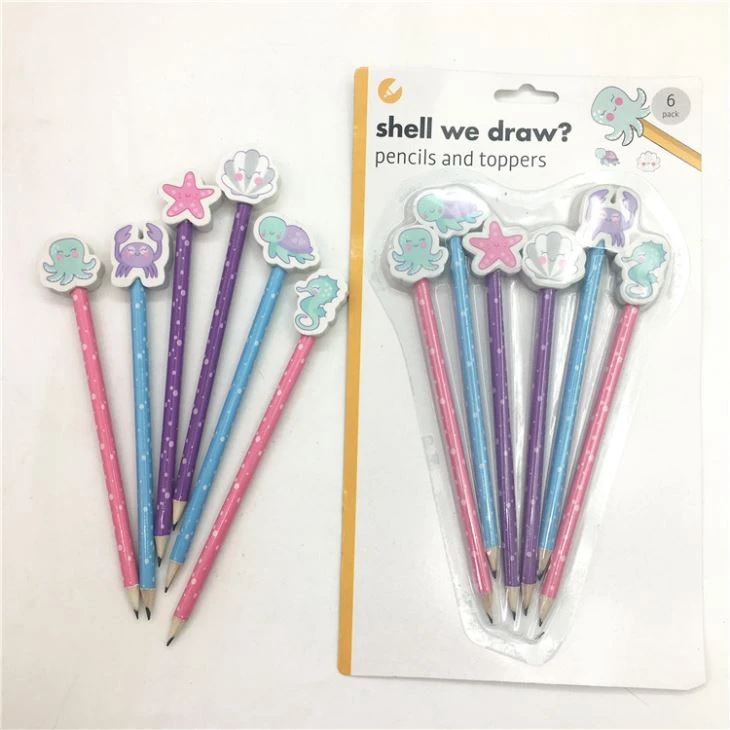 Cute OEM Design Eraser Pencil Set 6pcs Pack