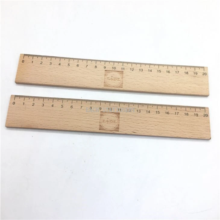 Laser Logo 20CM Wood Ruler With Metal Edge
