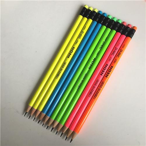 Neon Barrel Round Pencil With Eraser