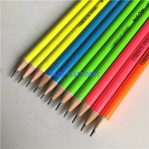 Neon Barrel Round Pencil With Eraser Neon Barrel Round Pencil With Eraser