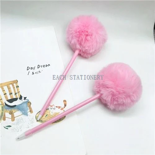 Plush Fuzzy Furry Pom Pom Plastic Pen Plush Fuzzy Furry Pom Pom Plastic Pen