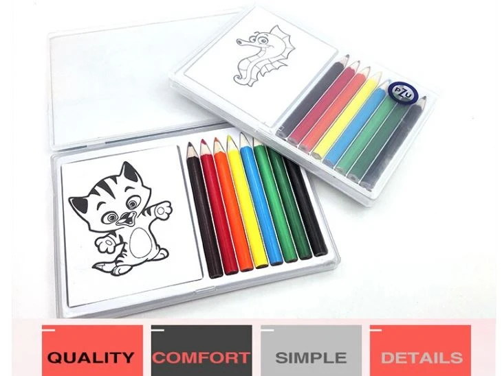 PVC Box 8pcs Mini Pencil With Drawing Book PVC Box 8pcs Mini Pencil With Drawing Book