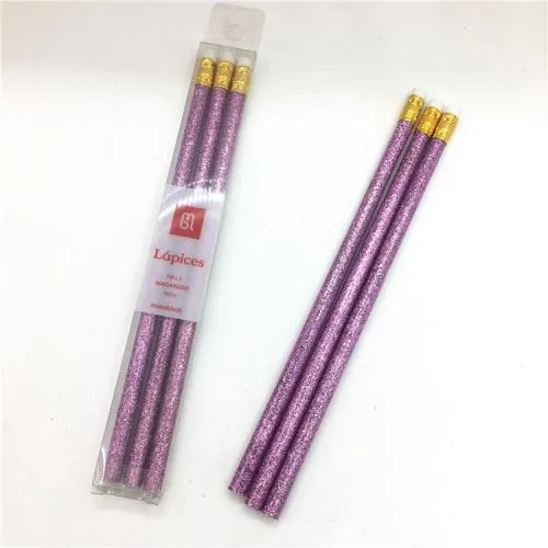 3pcs Of PVC Bag Pack HB Glitter Pencils